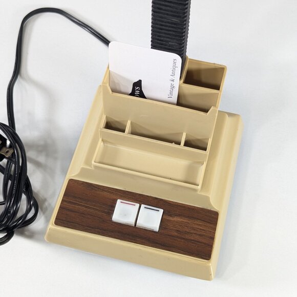 Vintage Beige Adjustable Gooseneck Fluorescent Desk Lamp with pen storage - Picture 9 of 15